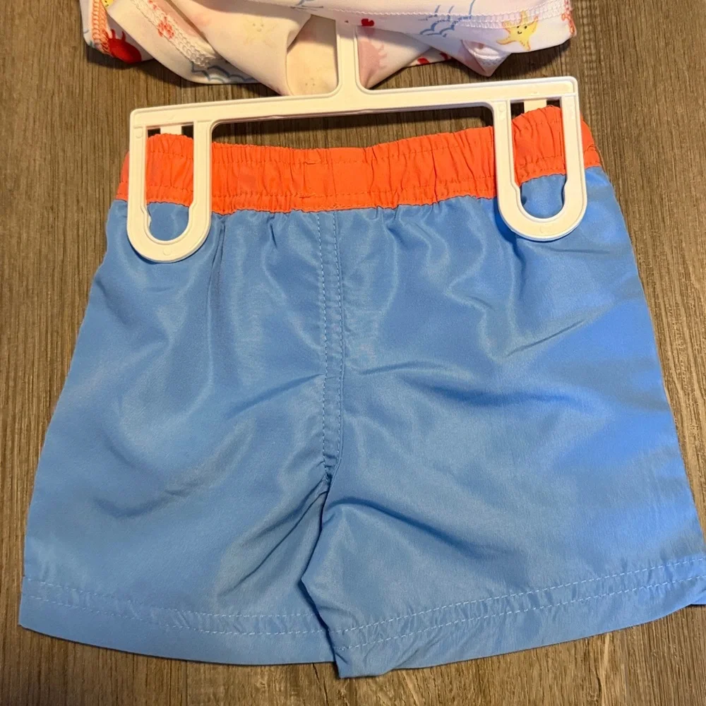 First Impressions Orange & Blue Crab UPF 50 Rashguard Swim Set